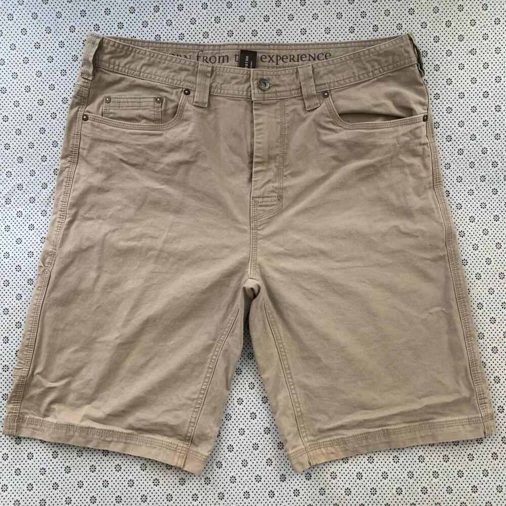 prAna Men's Khaki Cargo Shorts 36W x 11L Tan Cotton Outdoor Hiking 36WX11L - Picture 3 of 9
